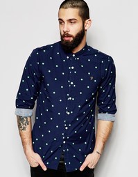 Рубашка приталенного кроя c принтом в горошек Farah - Темно-синий