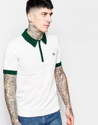 Трикотажная футболка-поло с молнией на вороте Fred Perry - Porcelin