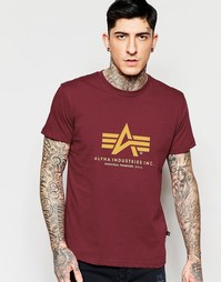 Бордовая футболка с логотипом Alpha Industries - Burgundy