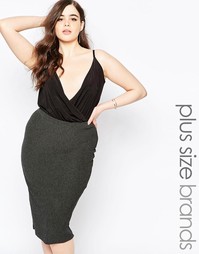 Боди с запахом спереди Boohoo Plus - Черный