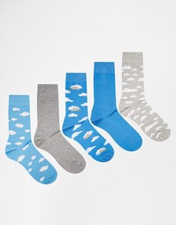Комплект из 5 пар носков с облаками ASOS - Мульти