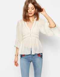 Блузка с кружевными вставками ASOS Premium - Кремовый