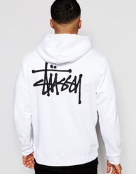 Худи с принтом на спине Stussy - Белый