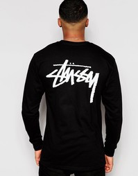 Лонгслив с принтом на спине Stussy - Черный