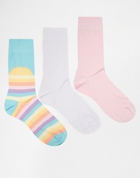 Комплект из 3 пар носков с пастельным принтом закат ASOS - Мульти
