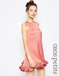 Цельнокройное платье мини с оборкой ASOS PETITE - Розовый