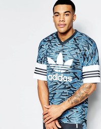 Синяя трикотажная футболка с принтом adidas Originals AZ3265 - Синий