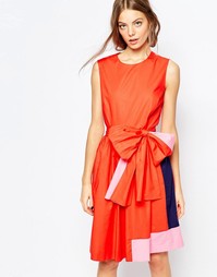 Платье колор блок с завязкой на талии Sportmax Code - 007 красный