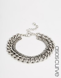 Массивный браслет‑цепочка ASOS CURVE - Шлифованный серебряный