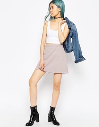Розовая выбеленная джинсовая мини‑юбка с запахом ASOS - Розовый