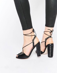 Сандалии на каблуке со шнуровкой ASOS HEADSPIN - Черный