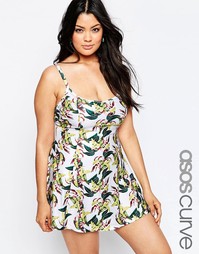 Пляжное платье с пальмами ASOS CURVE - Принт Джунгли