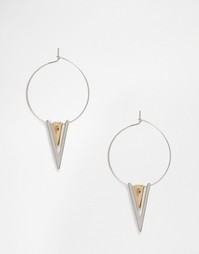 Серьги-кольца с двойными треугольниками ASOS - Смешанные металлы