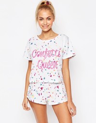 Пижамный комплект с футболкой и шортами ASOS BRIDAL Confetti Queen
