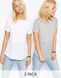 2 футболки с контрастными вставками в рубчик ASOS - Скидка 10%
