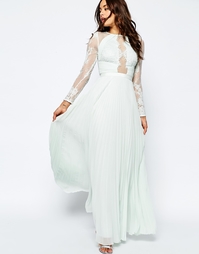 Плиссированное платье макси с кружевом с ресничками ASOS WEDDING