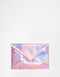 Oversize клатч-конверт с эффектом металлик Nali - Розовый