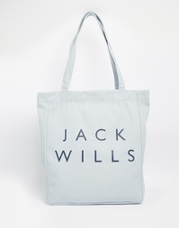 Хлопковая сумка-шоппер Jack Wills - Бледный индиго