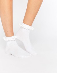 Носки с помпонами Monki - Белый