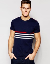 Темно-синяя футболка с полоской на груди Tommy Hilfiger - Темно-синий