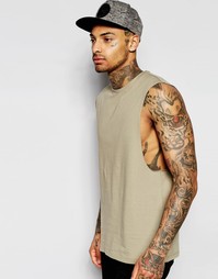 Зеленая футболка-безрукавка с заниженными проймами ASOS - Зеленый