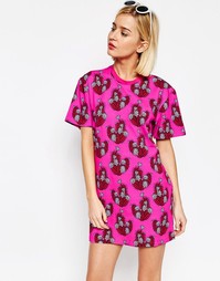 Платье-футболка с принтом кактусов House of Holland - Розовый