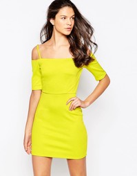 Облегающее платье с открытыми плечами Oh My Love - Желтый