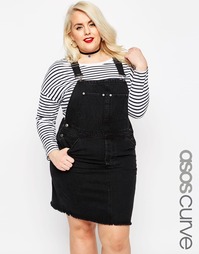 Черный джинсовый сарафан с необработанным низом ASOS CURVE - Черный