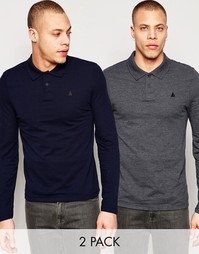2 поло из пике с длинными рукавами и логотипом ASOS - СКИДКА 16%