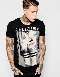 Футболка с принтом Made in England Religion - Черный