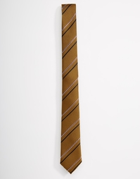 Коричневый галстук в полоску ASOS - Кэмел