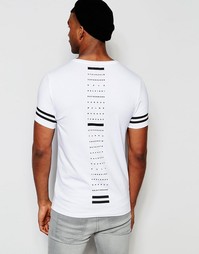 Футболка слим с принтом на спине и на рукавах ASOS - Белый