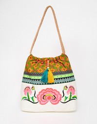 Пляжная сумка с цветочной вышивкой Glamorous - Мульти