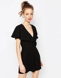 Комбинезон с рюшами и запахом ASOS Occasion - Черный