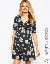 Платье для беременных с запахом и цветочным принтом ASOS Maternity