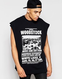 Свитшот без рукавов с принтом Woodstock ASOS - Черный