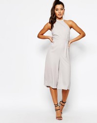 Комбинезон с юбкой-шортами и лямкой на шее Missguided - Серый