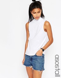 Майка с высокой горловиной и разрезом на спинке ASOS TALL - Белый