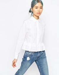 Рубашка с рюшами по низу ASOS White - Белый