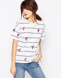 Футболка в полоску с нашивками‑фламинго ASOS - Мульти