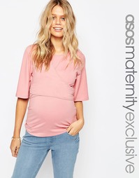 Топ-кимоно с запахом для кормящих мам ASOS Maternity - Blush