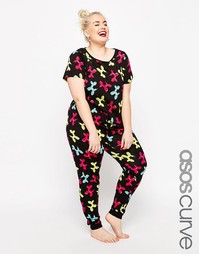 Пижамный комплект с футболкой и леггинсами ASOS CURVE - Мульти