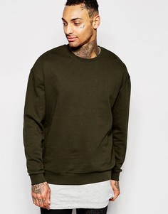 Oversize-свитшот темного оттенка хаки ASOS - Охотничий зеленый