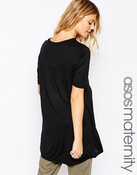 Oversize-топ с удлиненным сзади подолом ASOS Maternity - Черный