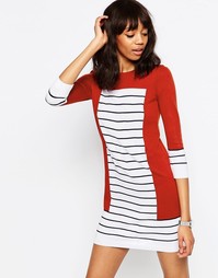 Трикотажное платье колор блок с полосками ASOS - Красный