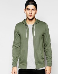 Худи цвета хаки на молнии ASOS - Хаки
