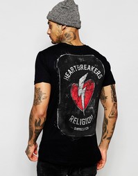Футболка с надписью Heartbreakers сзади Religion - Черный