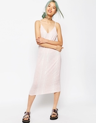 Платье-комбинация миди со змеиным рисунком ASOS - Розовый
