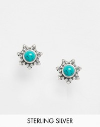 Серебряные серьги-гвоздики с камнем Reclaimed Vintage - Серебряный