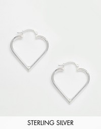 Серьги-кольца в виде сердец из чистого серебра Reclaimed Vintage